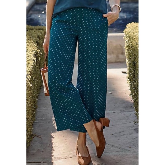 J. Jill Pants - NWT J Jill Wearever Women's Sz XLp Dark Teal/Swiss‎ Dot Wide Leg Cropped Pants